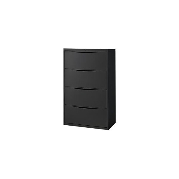 Global Equipment Interion 30" Premium Lateral File Cabinet 4 Drawer Black LF-30-4DBLACK - main